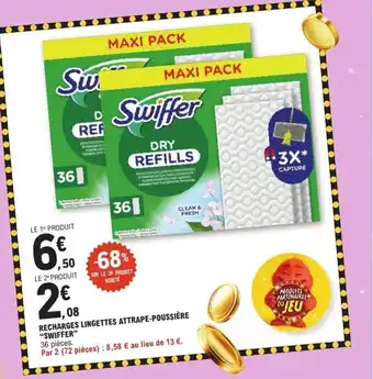 E.Leclerc SWIFFERLE Recharges lingettes attrape-poussière offre