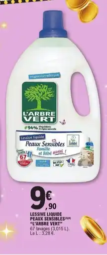 E.Leclerc L'ARBRE VERT Lessive liquide peaux sensibles offre