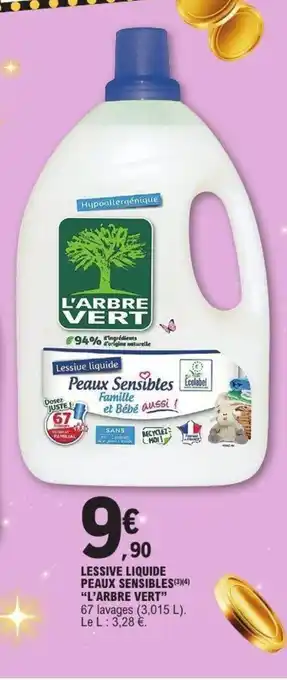 E.Leclerc L'ARBRE VERT Lessive liquide peaux sensibles offre