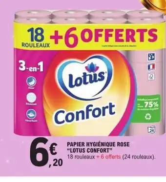 E.Leclerc LOTUS CONFORT Papier hygiénique rose offre