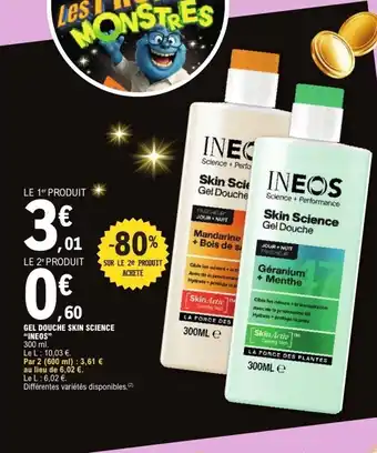 E.Leclerc INEOS Gel douche skin science offre