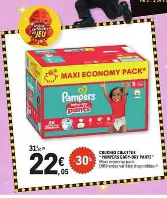 E.Leclerc PAMPERS BABY-DRY PANTS Couches culottes offre