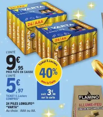 E.Leclerc VARTA 24 piles longlife offre