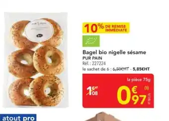 METRO PUR PAIN Bagel bio nigelle sésame offre