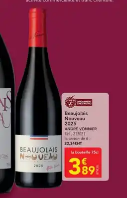 METRO ANDRÉ VONNIER Beaujolais Nouveau 2025 offre