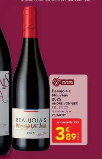 METRO ANDRÉ VONNIER Beaujolais Nouveau 2025 offre