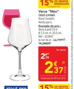 METRO OGO LIVING Verre Néo offre