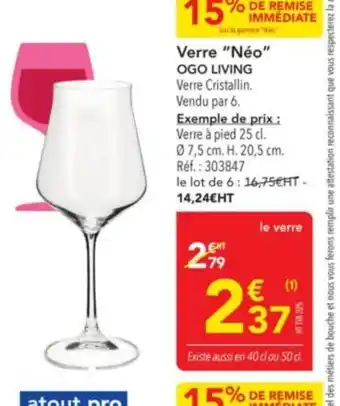 METRO OGO LIVING Verre Néo offre