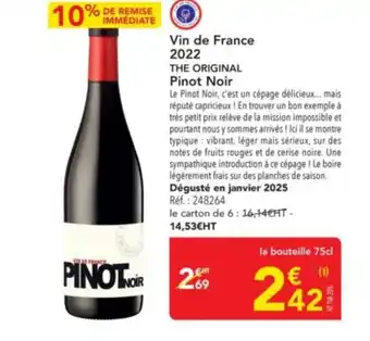 METRO THE ORIGINAL PINOT Vin de France 2022 offre