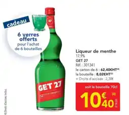 METRO GET 27 Liqueur de menthe offre