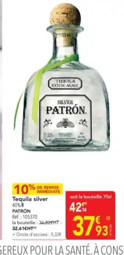 METRO PATRÓN Tequila silver offre