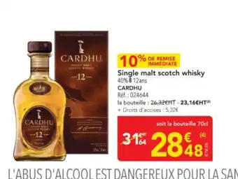 METRO CARDHU Single malt scotch whisky offre
