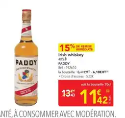 METRO PADDY Irish whiskey offre