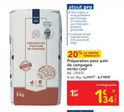 METRO METRO CHEF Préparation pour pain de campagne offre