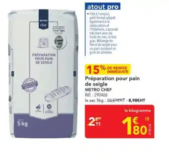 METRO METRO CHEF Préparation pour pain de seigle offre