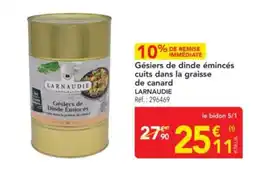 METRO LARNAUDIE Gésiers de dinde émincés cuits dans la graisse de canard offre