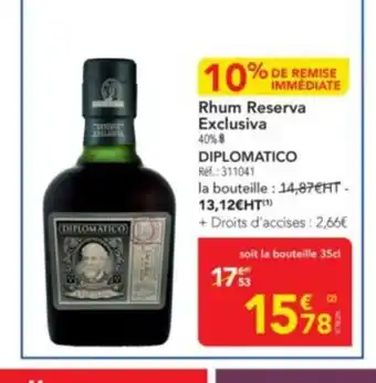 METRO DIPLOMATICO Rhum Reserva Exclusiva offre