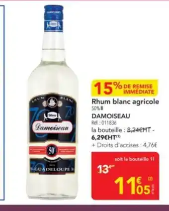 METRO DAMOISEAU Rhum blanc agricole offre