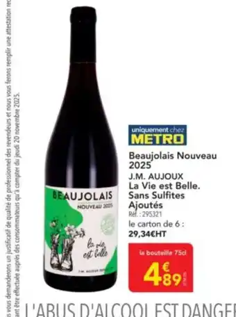 METRO Beaujolais Nouveau 2025 offre