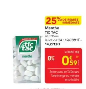 METRO TIC TAC Menthe offre