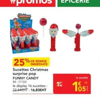 METRO FUNNY CANDY Sucettes Christmas surprise pop offre