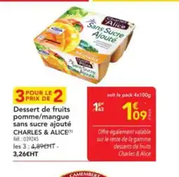 METRO CHARLES & ALICE Dessert de fruits pomme/mangue sans sucre ajouté offre