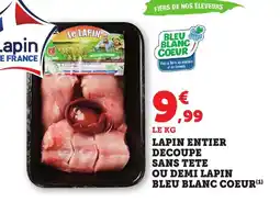 Bi1 Lapin entier decoupe sans tete ou demi lapin bleu blanc coeur offre