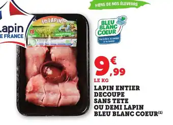 Bi1 Lapin entier decoupe sans tete ou demi lapin bleu blanc coeur offre