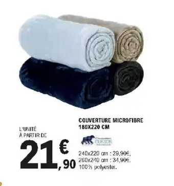 E.Leclerc Couverture Microfibre 180x220 cm offre