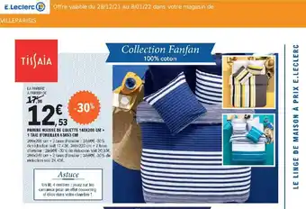E.Leclerc Parure Housse De Couete 140x200 cm + 1 Taie D'Oreiller 63x63 cm offre