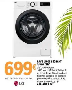 E.Leclerc LAVE-LINGE SÉCHANT 9/6KG LG offre