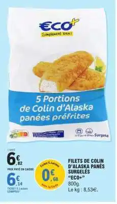 E.Leclerc FILETS DE COLIN D'ALASKA PANÉS SURGELÉS offre