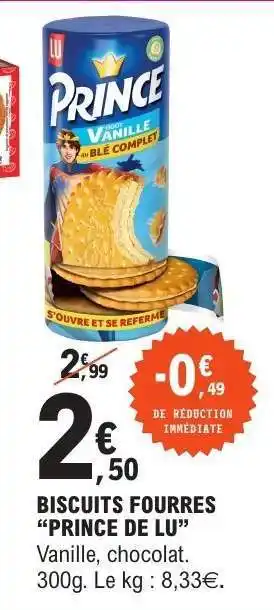 E.Leclerc BISCUITS FOURRÉS 'PRINCE DE LU' offre