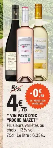 E.Leclerc VIN PAYS D’OC “ROCHE MAZET” offre