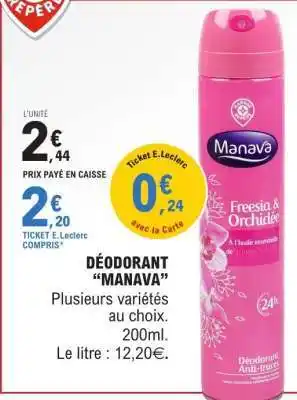 E.Leclerc DÉODORANT “MANAVA” offre