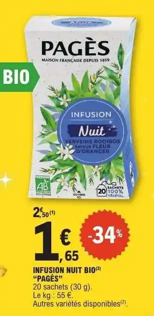 E.Leclerc INFUSION NUIT BIO offre