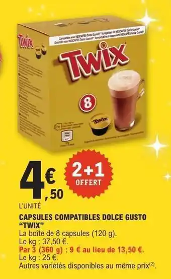 E.Leclerc CAPSULES COMPATIBLES DOLCE GUSTO TWIX offre
