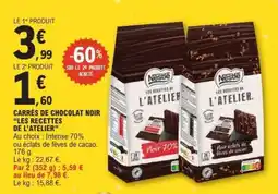 E.Leclerc CARRÉS DE CHOCOLAT NOIR 'LES RECETTES DE L'ATELIER' offre