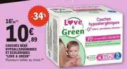 E.Leclerc Couches bébé hypoallergéniques et écologiques Love & Green offre