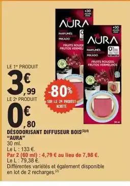 E.Leclerc DÉODORISANT DIFFUSEUR BOIS “AURA” offre
