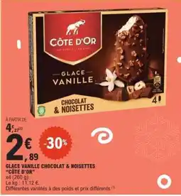 E.Leclerc GLACE VANILLE CHOCOLAT & NOISETTES CÔTE D'OR offre