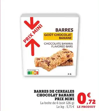 Bi1 Barres de cereales chocolat banane prix mini offre
