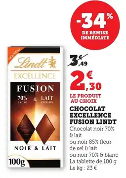 Bi1 Chocolat excellence fusion lindt offre