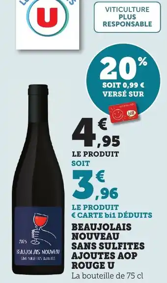 Bi1 Beaujolais nouveau sans sulfites ajoutes aop rouge u offre
