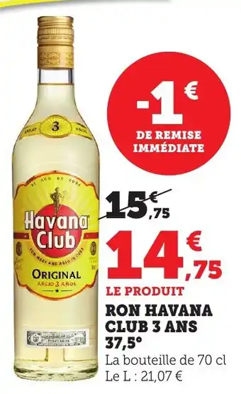 Bi1 Ron havana club 3 ans 37,5° offre