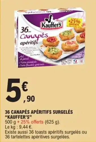 E.Leclerc 36 canapés apéritifs surgelés kauffer's offre