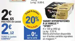 E.Leclerc Yaourt hyperprotéinés à la vanille sport offre