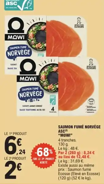 E.Leclerc Saumon fumé norvège asc mowi offre