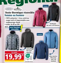Norma ElleNoir / Ronley Veste thermique réversible femme ou homme offre