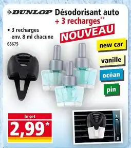 Norma Dunlop Désodorisant auto + 3 recharges offre